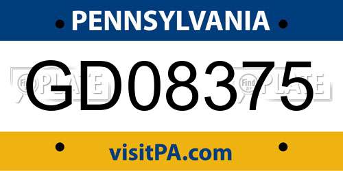 GD08375 Pennsylvania License Plate