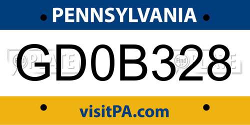 GD0B328 Pennsylvania License Plate