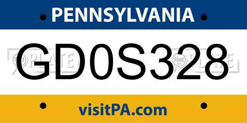 GD0S328 Pennsylvania License Plate