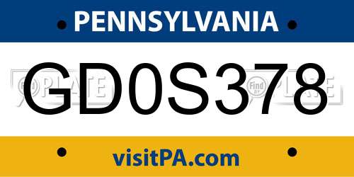 GD0S378 Pennsylvania License Plate
