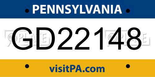 GD22148 Pennsylvania License Plate