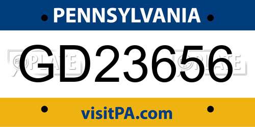 GD23656 Pennsylvania License Plate