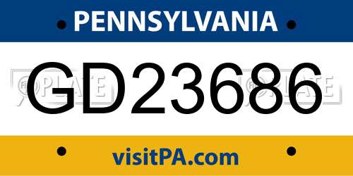 GD23686 Pennsylvania License Plate
