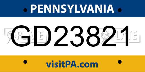 GD23821 Pennsylvania License Plate