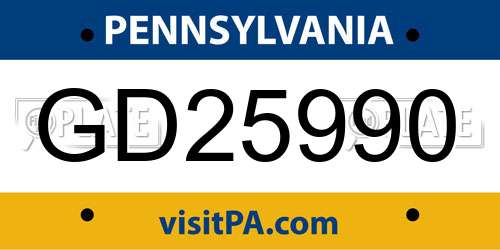 GD25990 Pennsylvania License Plate
