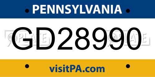 GD28990 Pennsylvania License Plate