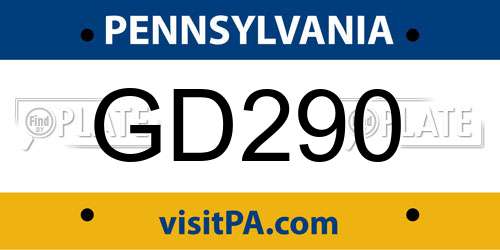 GD290 Pennsylvania License Plate