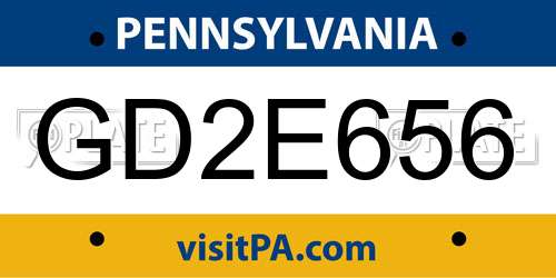 GD2E656 Pennsylvania License Plate