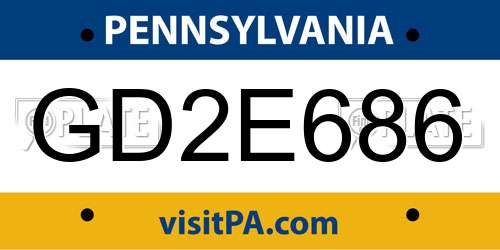 GD2E686 Pennsylvania License Plate