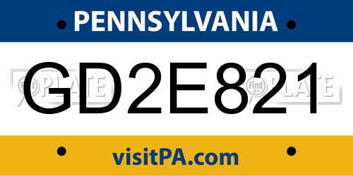 GD2E821 Pennsylvania License Plate