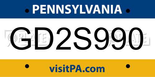 GD2S990 Pennsylvania License Plate