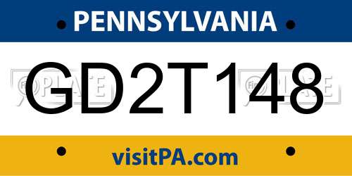 GD2T148 Pennsylvania License Plate