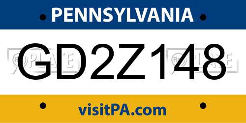 GD2Z148 Pennsylvania License Plate