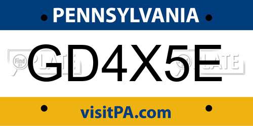 GD4X5E Pennsylvania License Plate