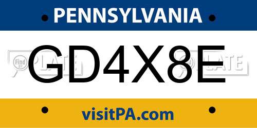 GD4X8E Pennsylvania License Plate