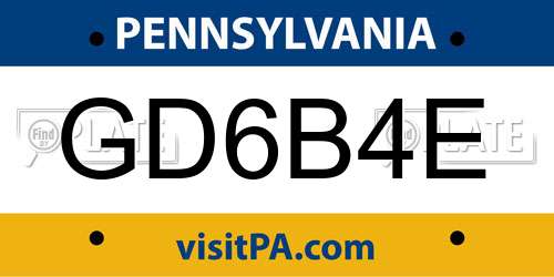 GD6B4E Pennsylvania License Plate