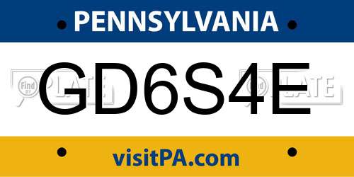 GD6S4E Pennsylvania License Plate