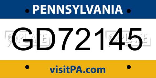 GD72145 Pennsylvania License Plate