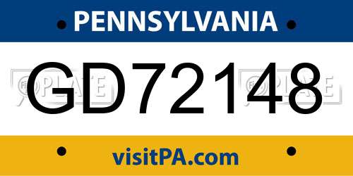 GD72148 Pennsylvania License Plate