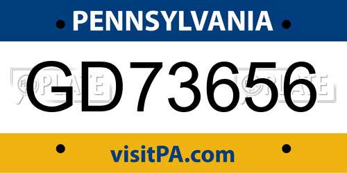 GD73656 Pennsylvania License Plate