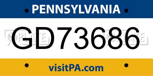 GD73686 Pennsylvania License Plate