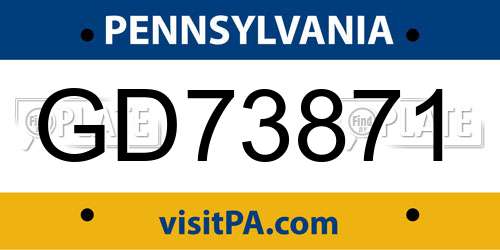 GD73871 Pennsylvania License Plate