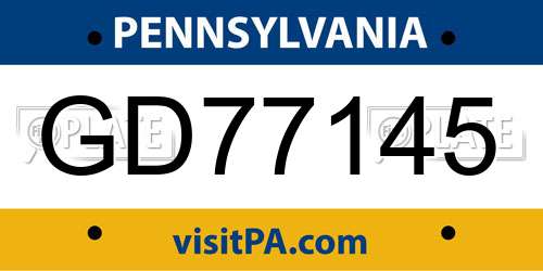 GD77145 Pennsylvania License Plate