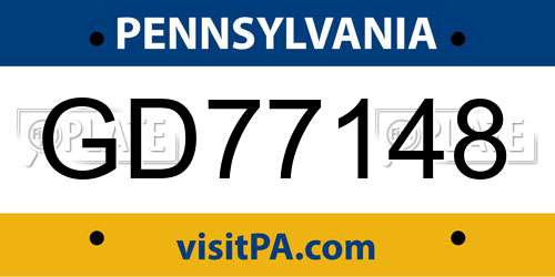 GD77148 Pennsylvania License Plate