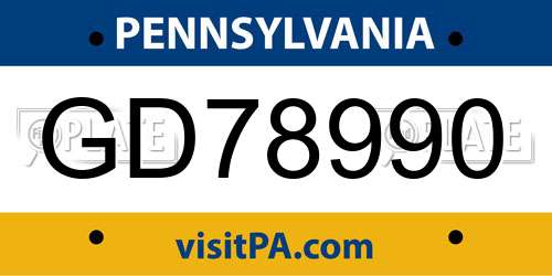 GD78990 Pennsylvania License Plate