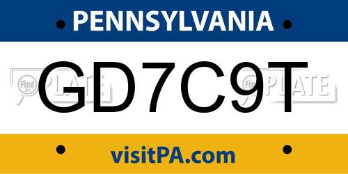 GD7C9T Pennsylvania License Plate