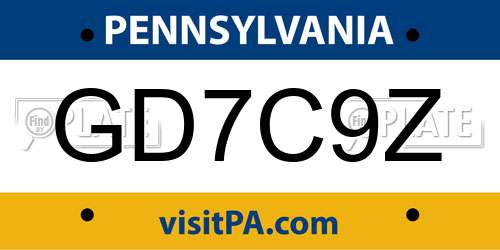 GD7C9Z Pennsylvania License Plate
