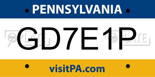GD7E1P Pennsylvania License Plate