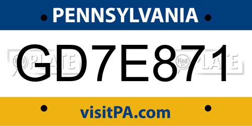 GD7E871 Pennsylvania License Plate