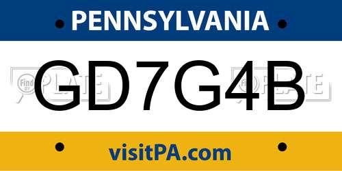 GD7G4B Pennsylvania License Plate