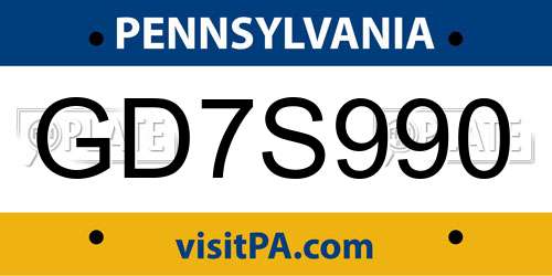 GD7S990 Pennsylvania License Plate