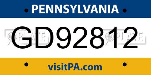 GD92812 Pennsylvania License Plate