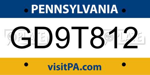 GD9T812 Pennsylvania License Plate
