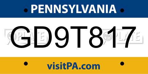 GD9T817 Pennsylvania License Plate