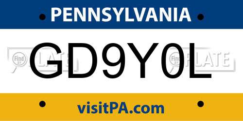 GD9Y0L Pennsylvania License Plate