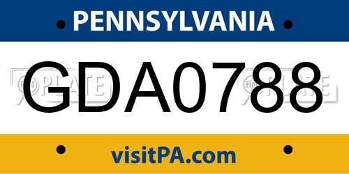 GDA0788 Pennsylvania License Plate
