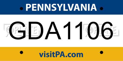 GDA1106 Pennsylvania License Plate