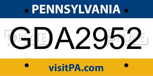 GDA2952 Pennsylvania License Plate