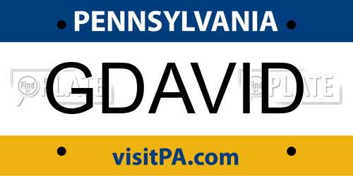 GDAVID Pennsylvania License Plate