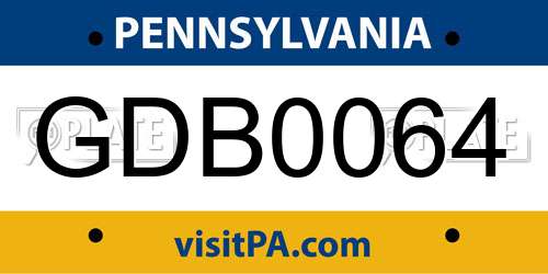 GDB0064 Pennsylvania License Plate