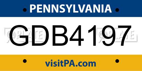 GDB4197 Pennsylvania License Plate