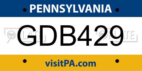 GDB429 Pennsylvania License Plate