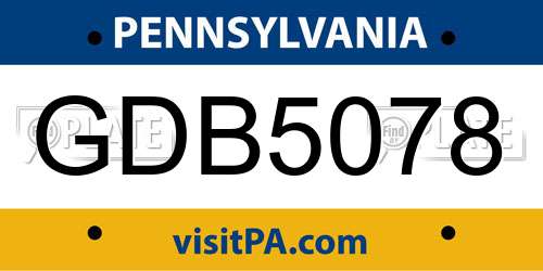 GDB5078 Pennsylvania License Plate