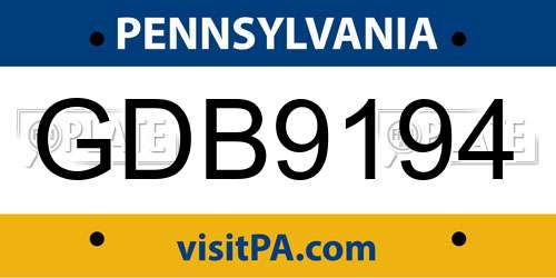 GDB9194 Pennsylvania License Plate
