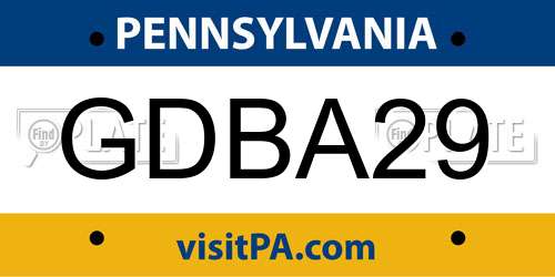 GDBA29 Pennsylvania License Plate