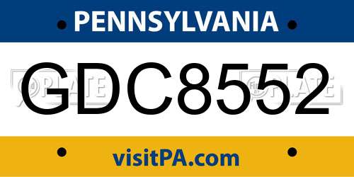 GDC8552 Pennsylvania License Plate